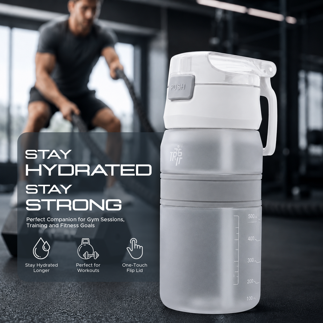 TR6 Hydra Boost Active Frosted 550ml BPA Free Tritan Bottle with Straw, Lockable Flip Lid Leakproof, Lightweight & Stylish Ideal for Gym, Work, School & Outdoor Use