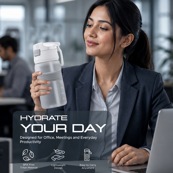 TR6 Hydra Boost Active Frosted 550ml BPA Free Tritan Bottle with Straw, Lockable Flip Lid Leakproof, Lightweight & Stylish Ideal for Gym, Work, School & Outdoor Use