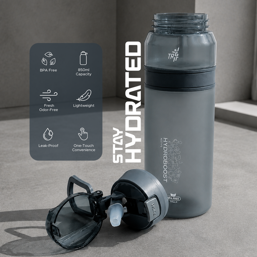 TR6 Hydra Boost Active Frosted Bottle BPA Free Tritan Sports Bottle with Secure Flip Lock Lid Leakproof, Durable & Stylish Ideal for Gym, Travel & Everyday Use 850ml