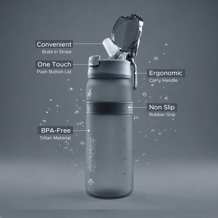 TR6 Hydra Boost Active Frosted Bottle BPA Free Tritan Sports Bottle with Secure Flip Lock Lid Leakproof, Durable & Stylish Ideal for Gym, Travel & Everyday Use 850ml