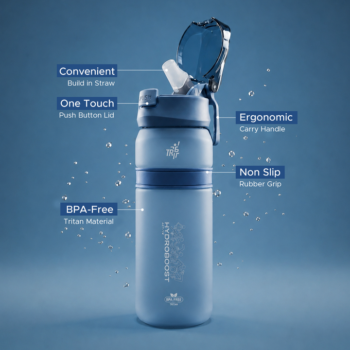 TR6 Hydra Boost Active Frosted Bottle BPA Free Tritan Sports Bottle with Secure Flip Lock Lid Leakproof, Durable & Stylish Ideal for Gym, Travel & Everyday Use 850ml