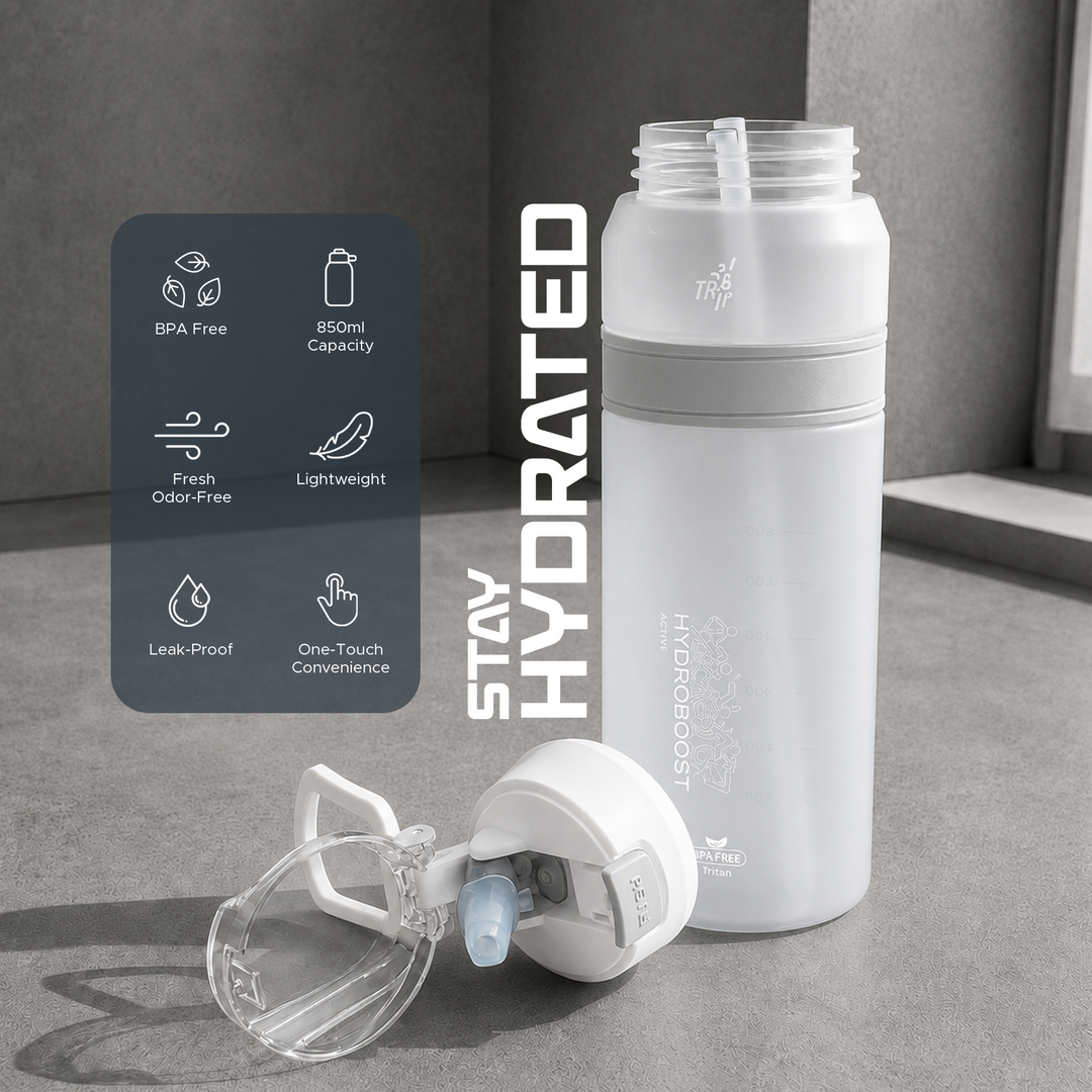 TR6 Hydra Boost Active Frosted Bottle BPA Free Tritan Sports Bottle with Secure Flip Lock Lid Leakproof, Durable & Stylish Ideal for Gym, Travel & Everyday Use 850ml
