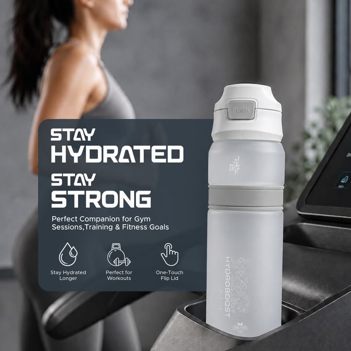 TR6 Hydra Boost Active Frosted Bottle BPA Free Tritan Sports Bottle with Secure Flip Lock Lid Leakproof, Durable & Stylish Ideal for Gym, Travel & Everyday Use 850ml