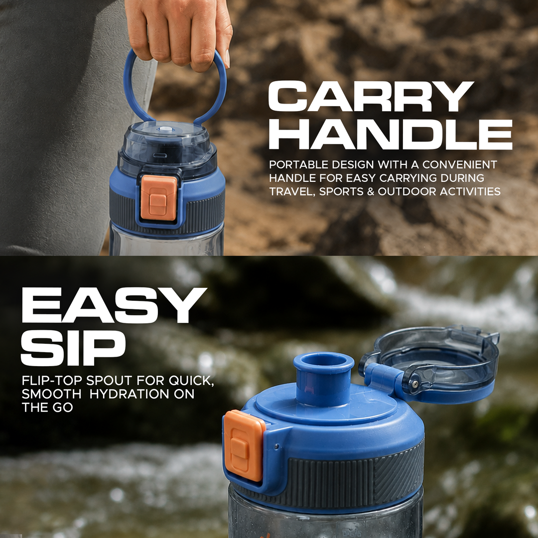 TR6 Sport Clear Gym Water Bottle 590ml BPA Free Leak Proof Flip Lock Lid Temp Resistance 10°C to 80°C Carry holder Hydration Bottle for Fitness Office Travel School & Daily use 580ml