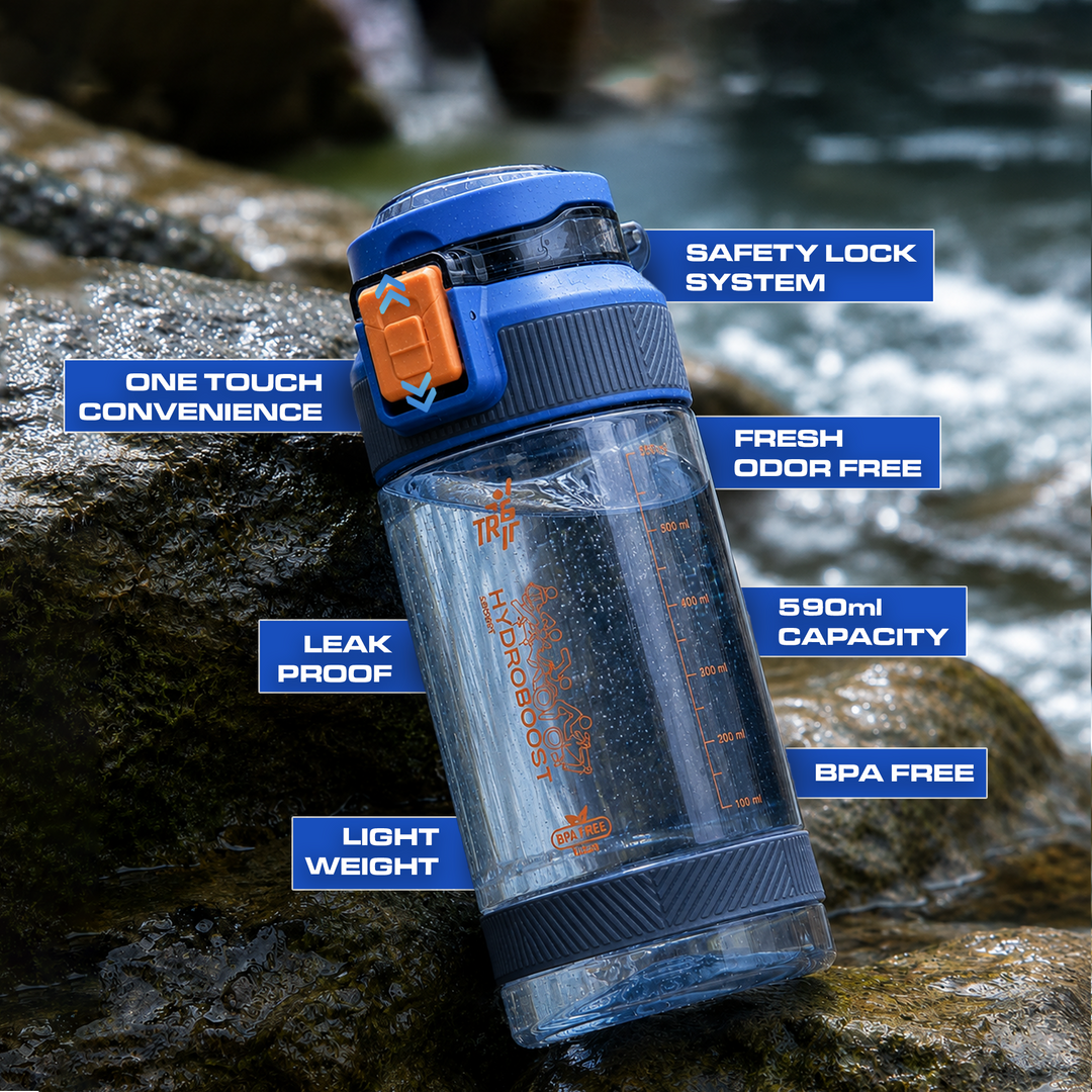 TR6 Sport Clear Gym Water Bottle 590ml BPA Free Leak Proof Flip Lock Lid Temp Resistance 10°C to 80°C Carry holder Hydration Bottle for Fitness Office Travel School & Daily use 580ml