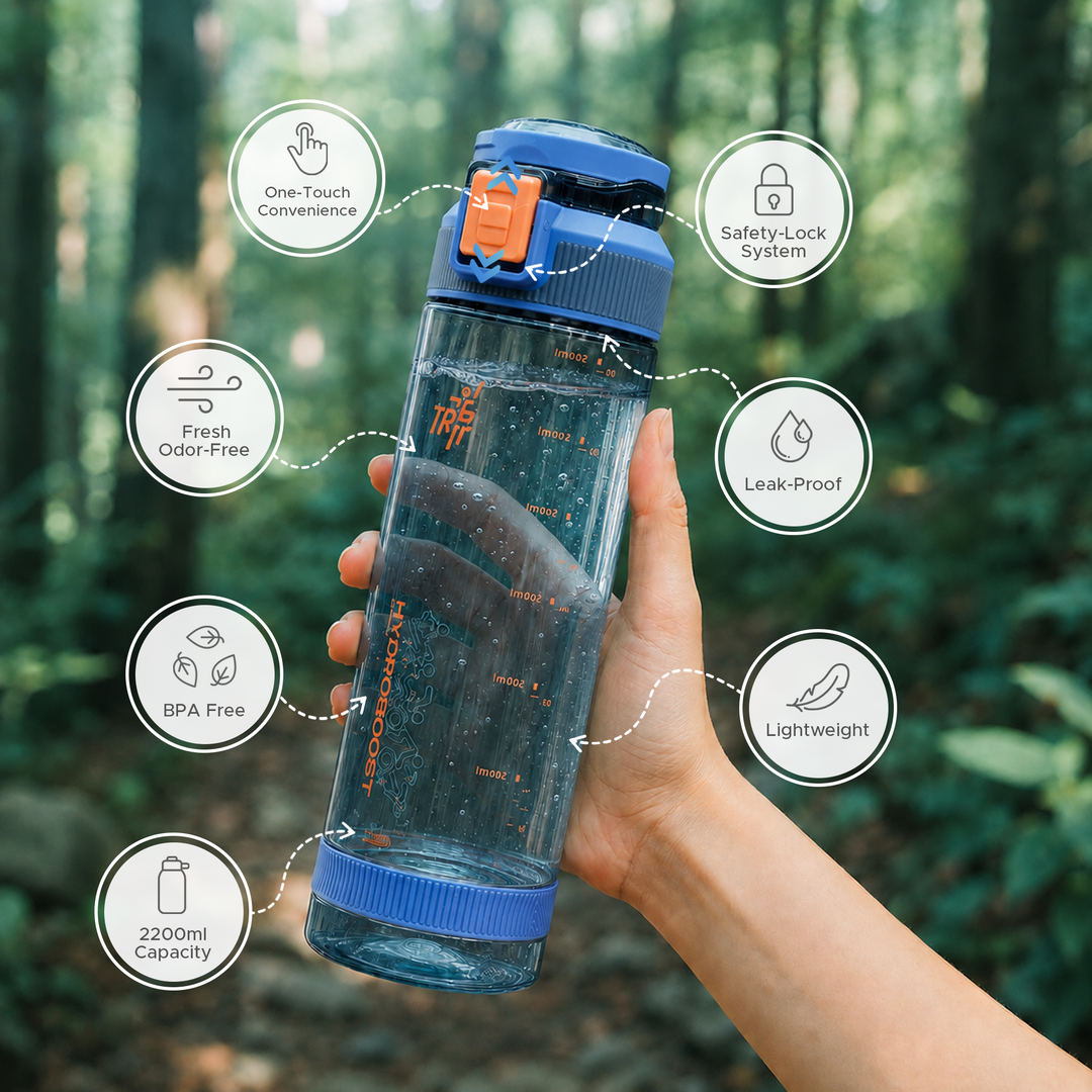 TR6 Hydra Boost Sport Clear Gym Bottle Leak Proof BPA Free Flip Lock Lid Carry Holder Lightweight for Gym Office Travel Hydration Tracker with Markings 790ml 790 ml
