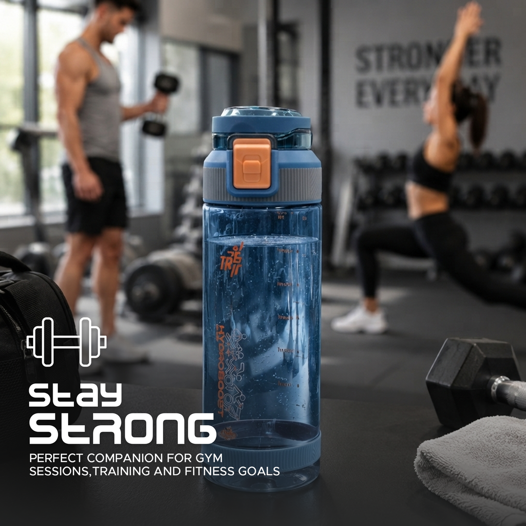 TR6 Hydra Boost Sport Clear Gym Bottle Leak Proof BPA Free Flip Lock Lid Carry Holder Lightweight for Gym Office Travel Hydration Tracker with Markings 790ml 790 ml
