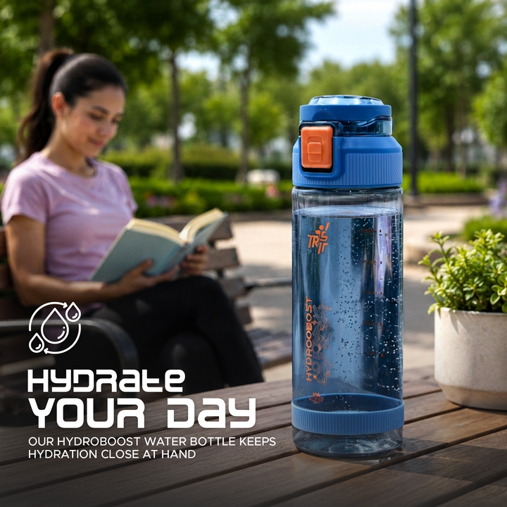 TR6 Hydra Boost Sport Clear Gym Bottle Leak Proof BPA Free Flip Lock Lid Carry Holder Lightweight for Gym Office Travel Hydration Tracker with Markings 790ml 790 ml