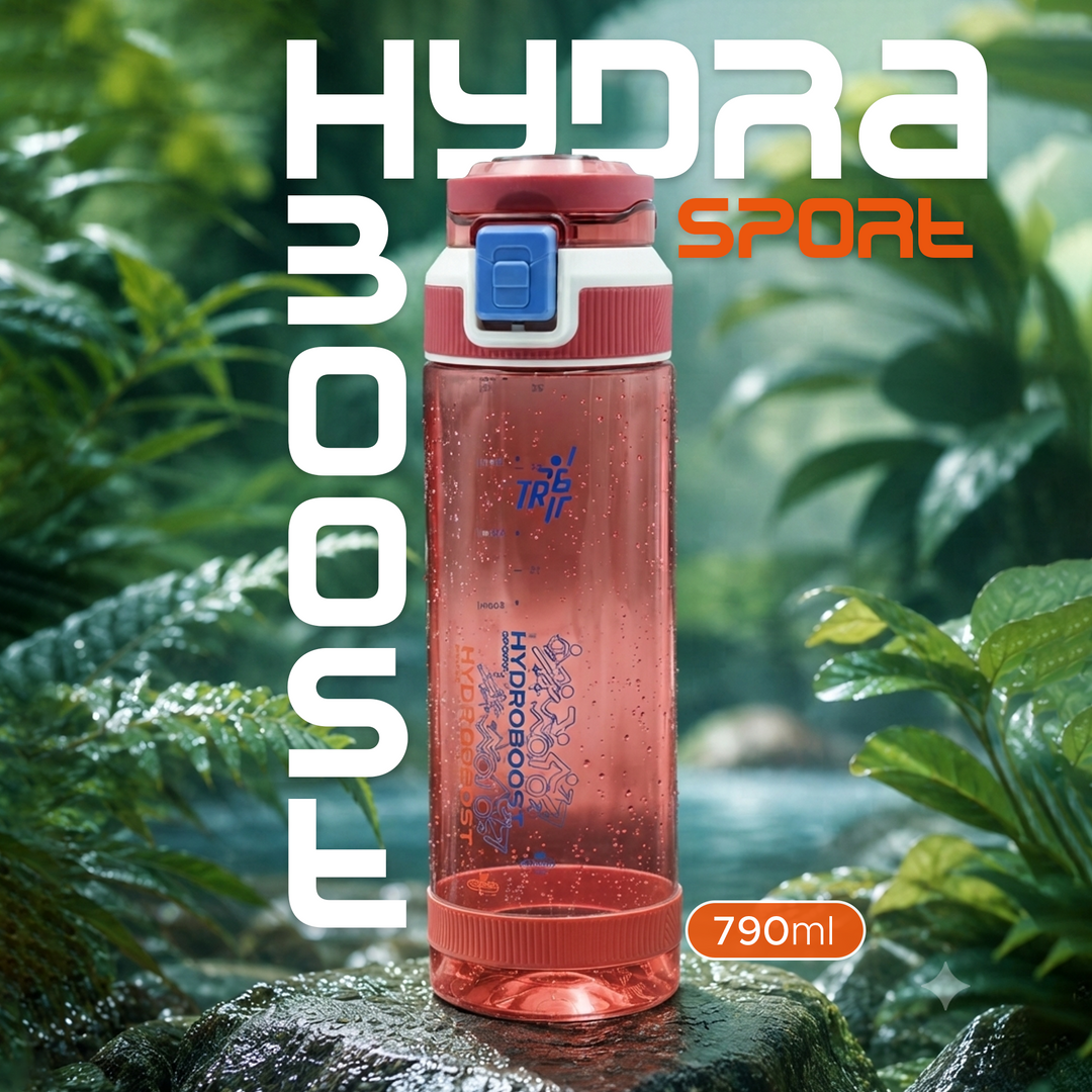 TR6 Hydra Boost Sport Clear Gym Bottle Leak Proof BPA Free Flip Lock Lid Carry Holder Lightweight for Gym Office Travel Hydration Tracker with Markings 790ml 790 ml