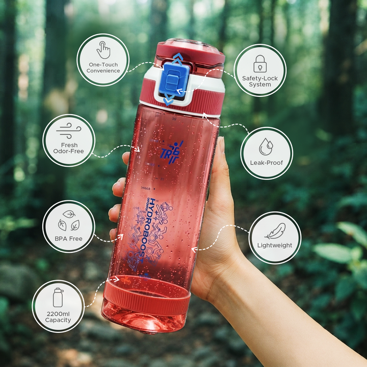 TR6 Hydra Boost Sport Clear Gym Bottle Leak Proof BPA Free Flip Lock Lid Carry Holder Lightweight for Gym Office Travel Hydration Tracker with Markings 790ml 790 ml