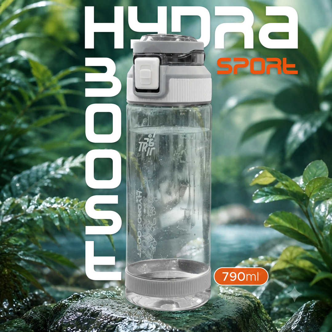 TR6 Hydra Boost Sport Clear Gym Bottle Leak Proof BPA Free Flip Lock Lid Carry Holder Lightweight for Gym Office Travel Hydration Tracker with Markings 790ml 790 ml