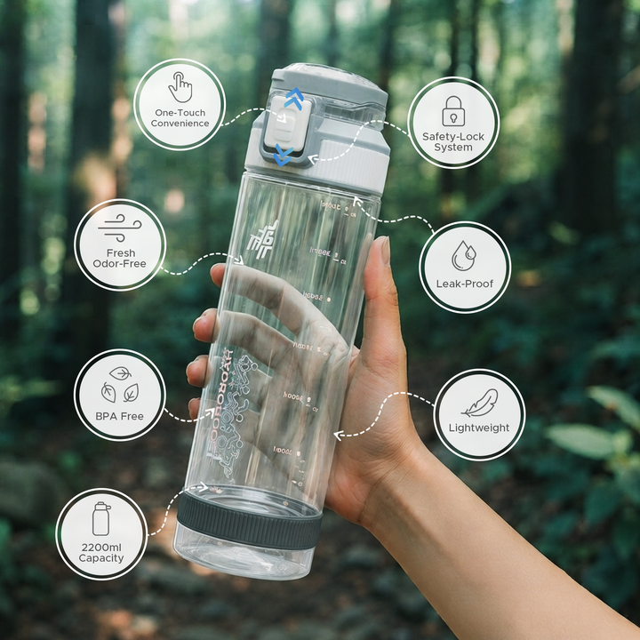 TR6 Hydra Boost Sport Clear Gym Bottle Leak Proof BPA Free Flip Lock Lid Carry Holder Lightweight for Gym Office Travel Hydration Tracker with Markings 790ml 790 ml