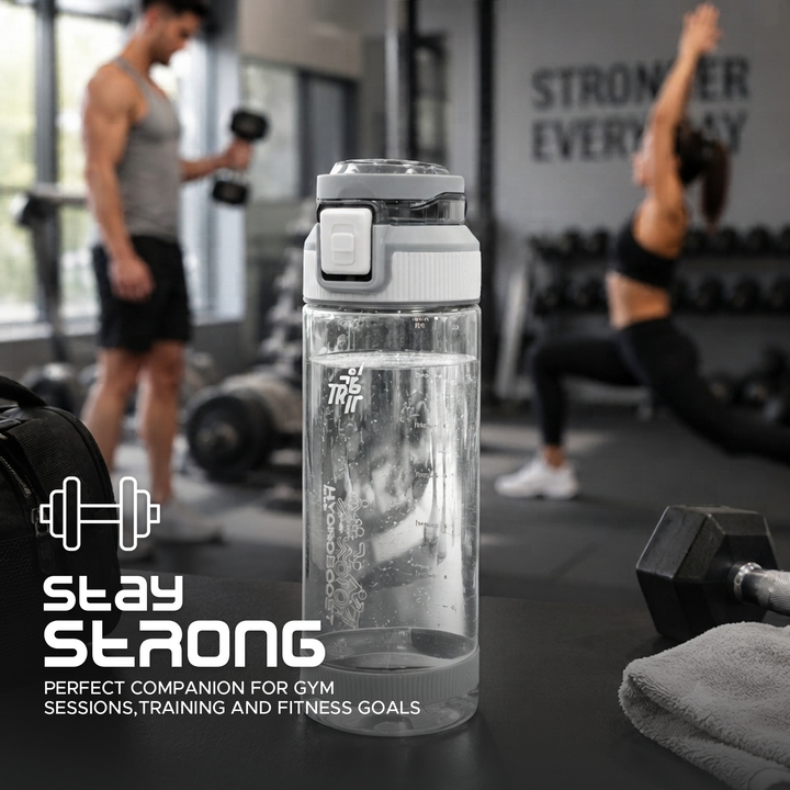 TR6 Hydra Boost Sport Clear Gym Bottle Leak Proof BPA Free Flip Lock Lid Carry Holder Lightweight for Gym Office Travel Hydration Tracker with Markings 790ml 790 ml