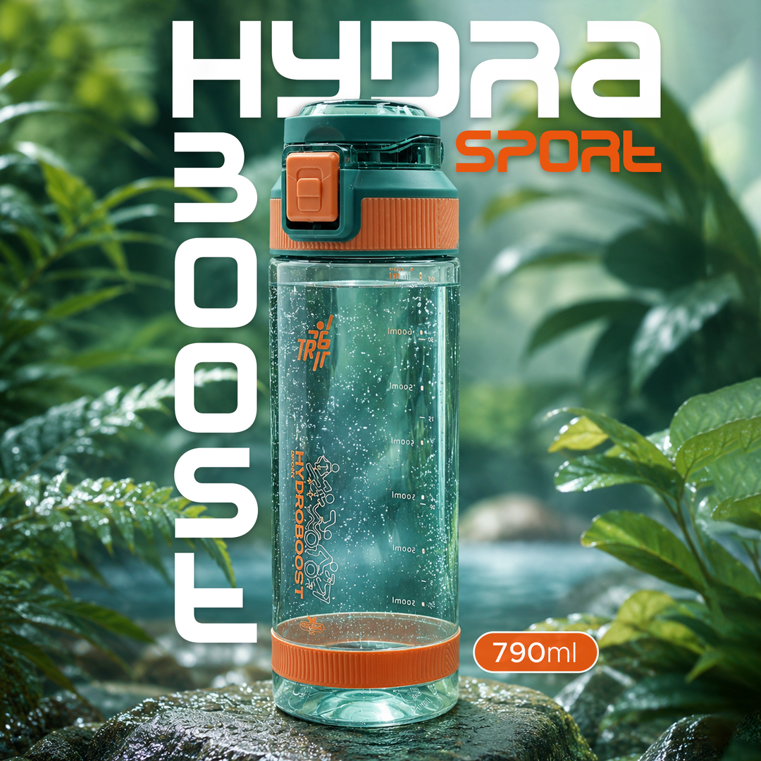TR6 Hydra Boost Sport Clear Gym Bottle Leak Proof BPA Free Flip Lock Lid Carry Holder Lightweight for Gym Office Travel Hydration Tracker with Markings 790ml 790 ml