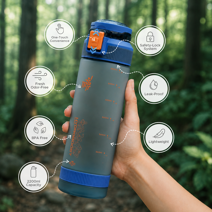 TR6 Sport Frosted Gym Water Bottle BPA Free Leak Proof with Measurement Markers Flip Lock Lid Durable Hydration Bottle for Fitness Office Travel Outdoor Wide Mouth for easy cleaning 790ml