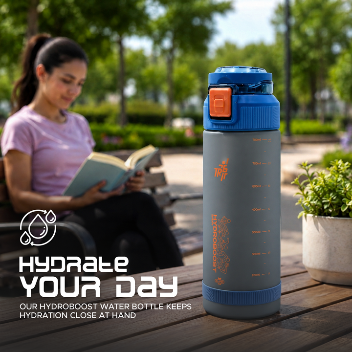 TR6 Sport Frosted Gym Water Bottle BPA Free Leak Proof with Measurement Markers Flip Lock Lid Durable Hydration Bottle for Fitness Office Travel Outdoor Wide Mouth for easy cleaning 790ml
