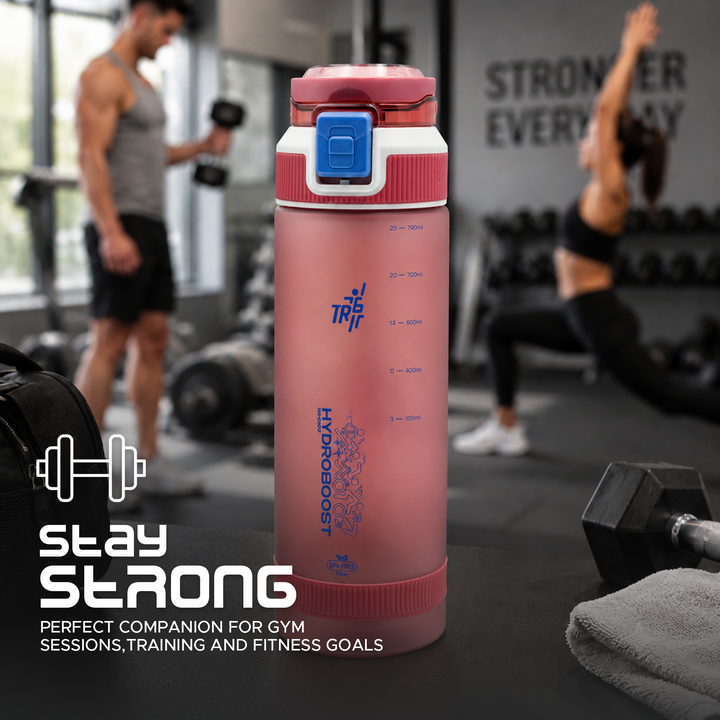 TR6 Sport Frosted Gym Water Bottle BPA Free Leak Proof with Measurement Markers Flip Lock Lid Durable Hydration Bottle for Fitness Office Travel Outdoor Wide Mouth for easy cleaning 790ml
