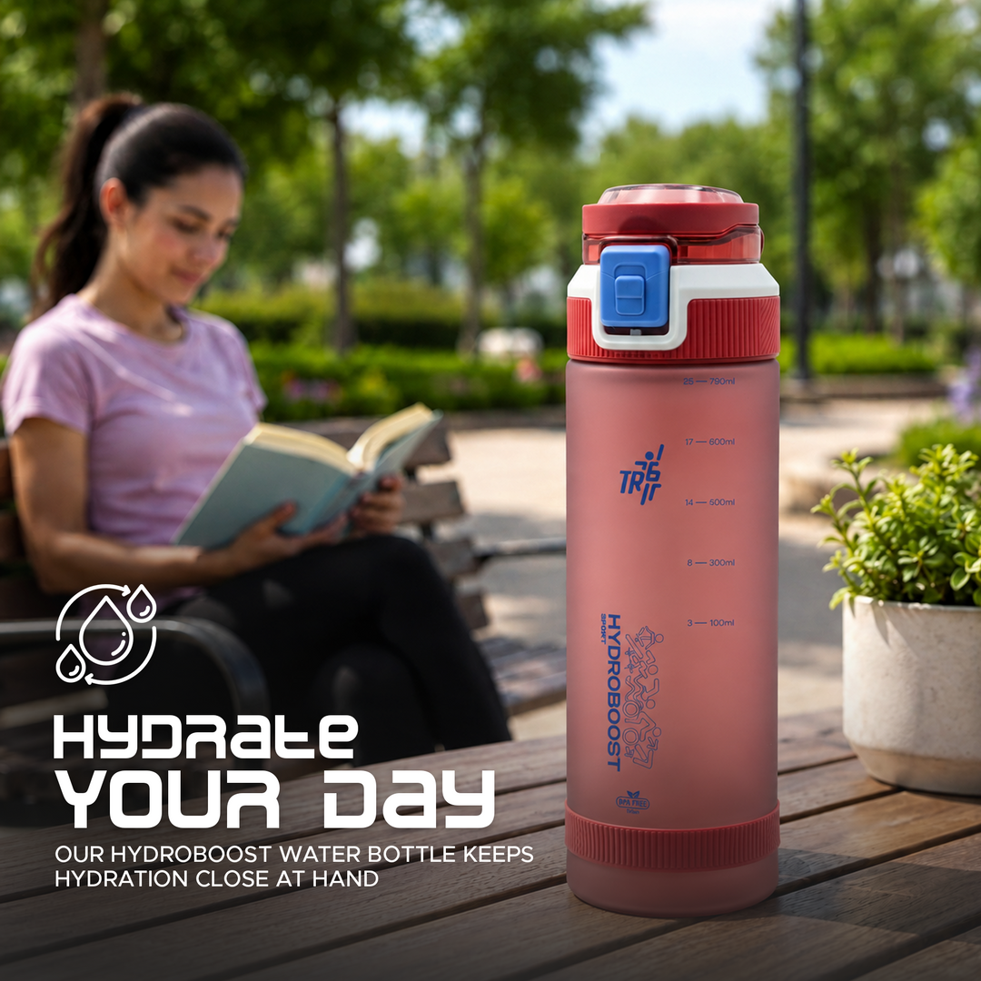 TR6 Sport Frosted Gym Water Bottle BPA Free Leak Proof with Measurement Markers Flip Lock Lid Durable Hydration Bottle for Fitness Office Travel Outdoor Wide Mouth for easy cleaning 790ml