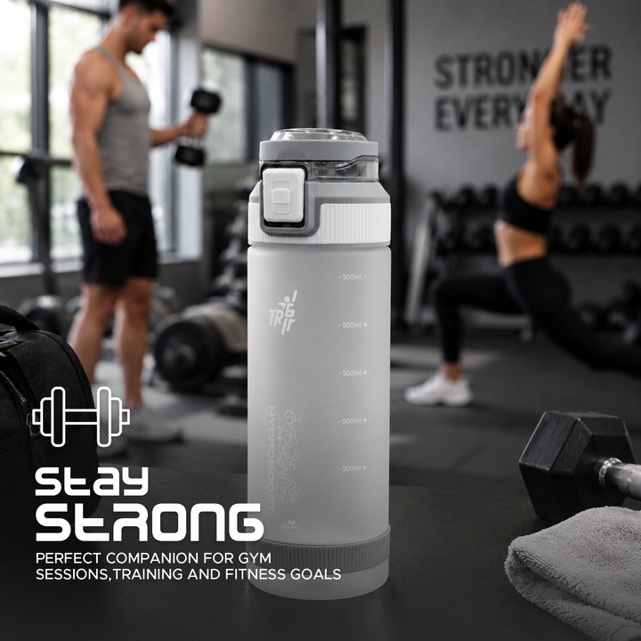 TR6 Sport Frosted Gym Water Bottle BPA Free Leak Proof with Measurement Markers Flip Lock Lid Durable Hydration Bottle for Fitness Office Travel Outdoor Wide Mouth for easy cleaning 790ml