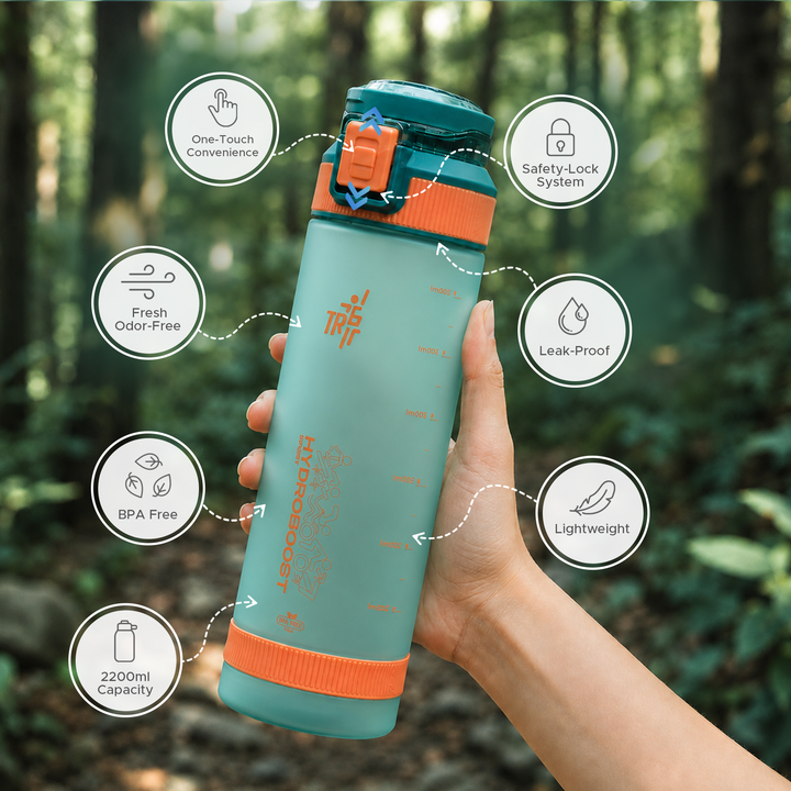 TR6 Sport Frosted Gym Water Bottle BPA Free Leak Proof with Measurement Markers Flip Lock Lid Durable Hydration Bottle for Fitness Office Travel Outdoor Wide Mouth for easy cleaning 790ml