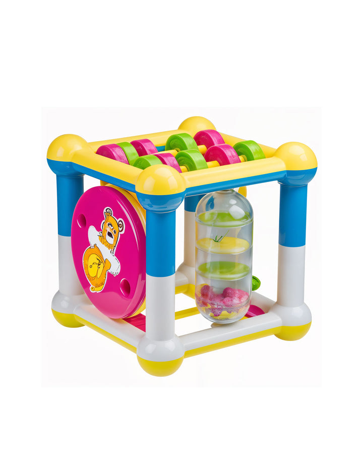 Kidsmart Hezi Kunta Jolly Cube – Interactive Activity Toy for Kids 9m+, Multi-Sensory Play Cube with Beads, Sliding, and Rotating Elements, Enhances Motor Skills, Cognitive Development, and Sensory Exploration