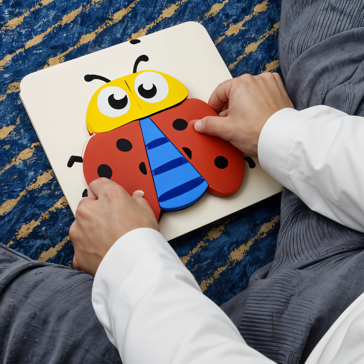 Playtive Wooden Ladybug Puzzle for Toddlers – Bright Color Matching and Shape Sorting Toy – Montessori-Inspired Learning Puzzle for Kids 1+ – Develops Fine Motor Skills, Problem Solving & Color Recognition – Safe Educational Toy
