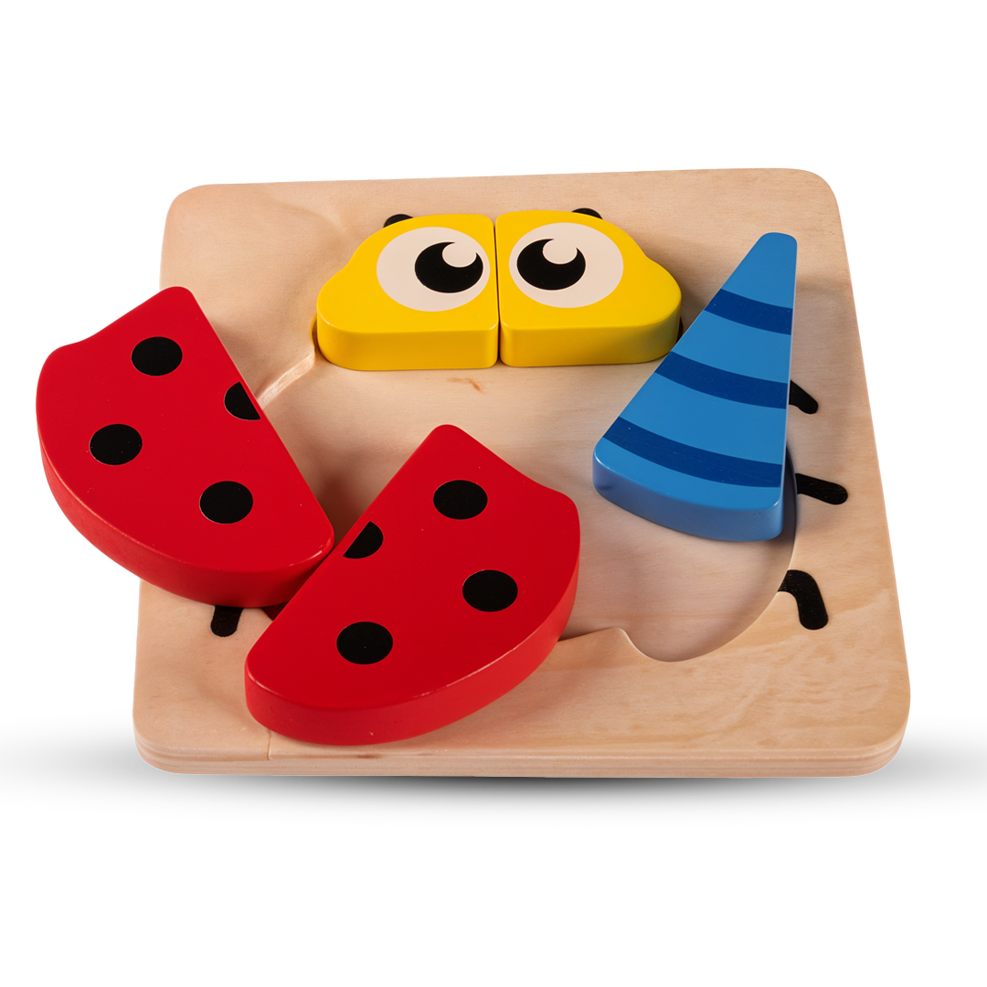Playtive Wooden Ladybug Puzzle for Toddlers – Bright Color Matching and Shape Sorting Toy – Montessori-Inspired Learning Puzzle for Kids 1+ – Develops Fine Motor Skills, Problem Solving & Color Recognition – Safe Educational Toy
