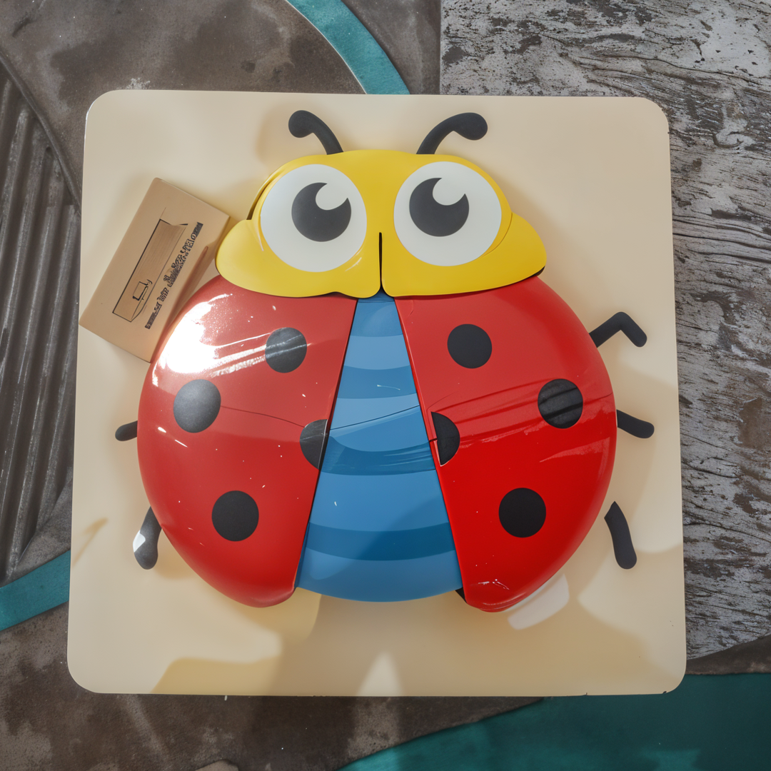 Playtive Wooden Ladybug Puzzle for Toddlers – Bright Color Matching and Shape Sorting Toy – Montessori-Inspired Learning Puzzle for Kids 1+ – Develops Fine Motor Skills, Problem Solving & Color Recognition – Safe Educational Toy