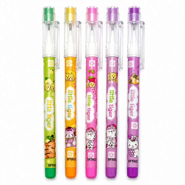 Pencil Set with Cap – 0.7mm HB Lead Pens, Cute Printed Design, Smooth Writing Drafting Pencil for Office, School, Drawing & Sketching
