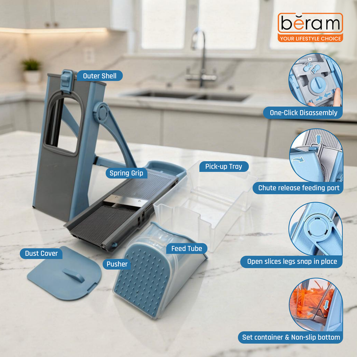 BERAM Manual Vegetable Cutter Slicer & Chopper Multipurpose Mandoline Slicer for Onion Potato all over vegetable Salad & Food Prep Kitchen Tools & Gadgets Home & Kitchen Accessories
