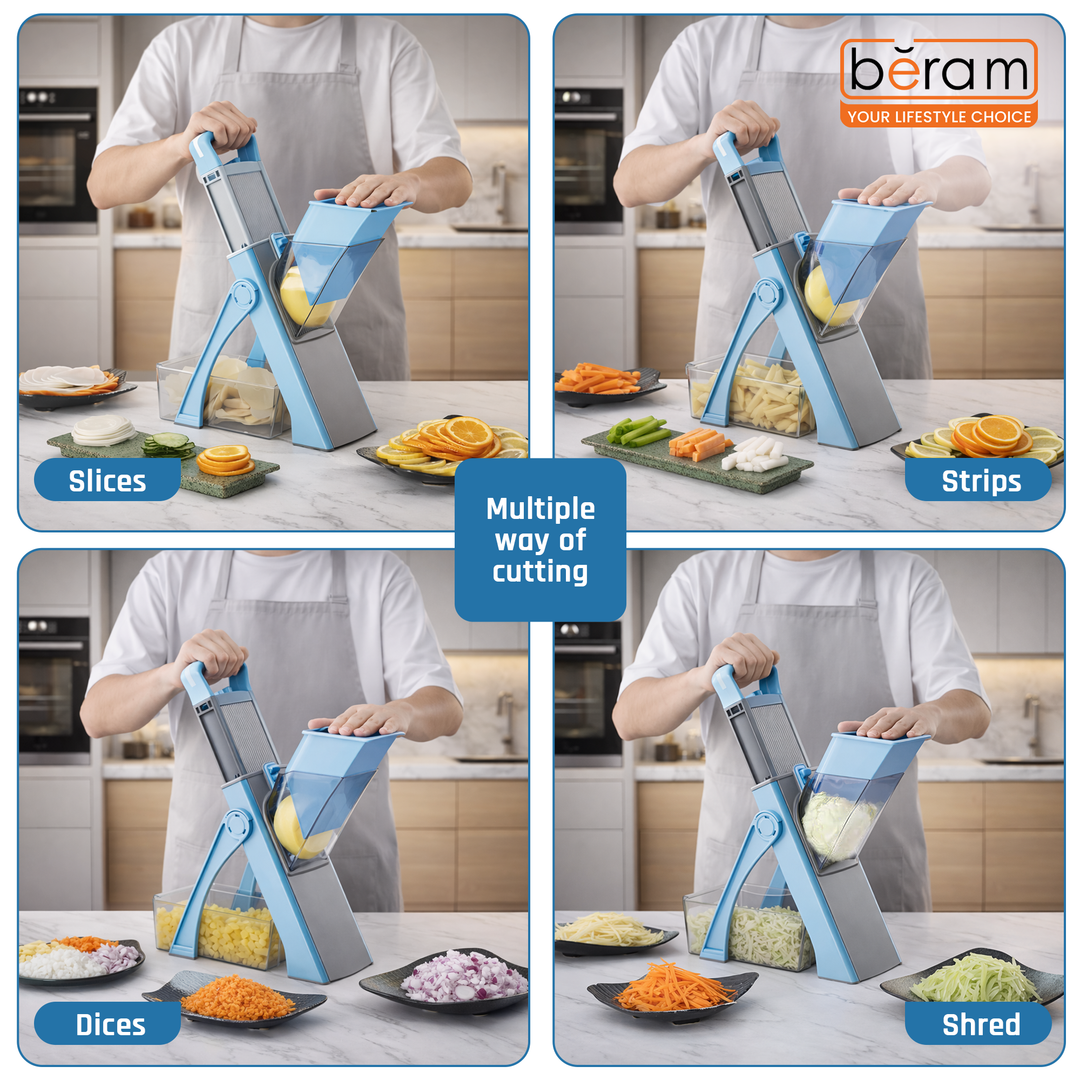 BERAM Manual Vegetable Cutter Slicer & Chopper Multipurpose Mandoline Slicer for Onion Potato all over vegetable Salad & Food Prep Kitchen Tools & Gadgets Home & Kitchen Accessories