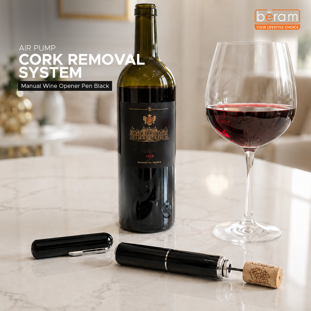BERAM Manual Wine Opener Pen Design Air Pump Bottle Opener Stainless Steel Needle Microneedle Cork Piercer Corkscrew Portable Wine Accessories Travel-Friendly Multi-Opener