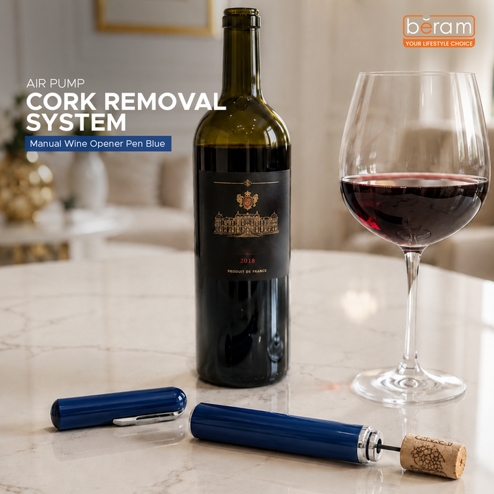 BERAM Manual Wine Opener Pen Design Air Pump Bottle Opener Stainless Steel Needle Microneedle Cork Piercer Corkscrew Portable Wine Accessories Travel-Friendly Multi-Opener