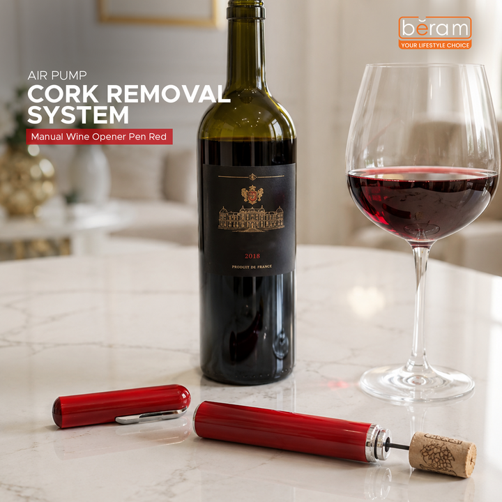 BERAM Manual Wine Opener Pen Design Air Pump Bottle Opener Stainless Steel Needle Microneedle Cork Piercer Corkscrew Portable Wine Accessories Travel-Friendly Multi-Opener