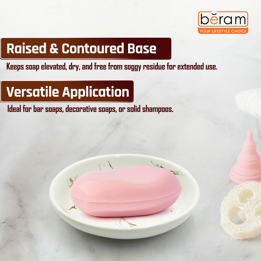 Beram Ceramic Bathroom Accessory Marble Gold and White Round Tip 4PCS Set Includes lotion dispenser toothbrush holder (2in1 Holder) tumbler and soap dish Luxury Glossy white ceramic