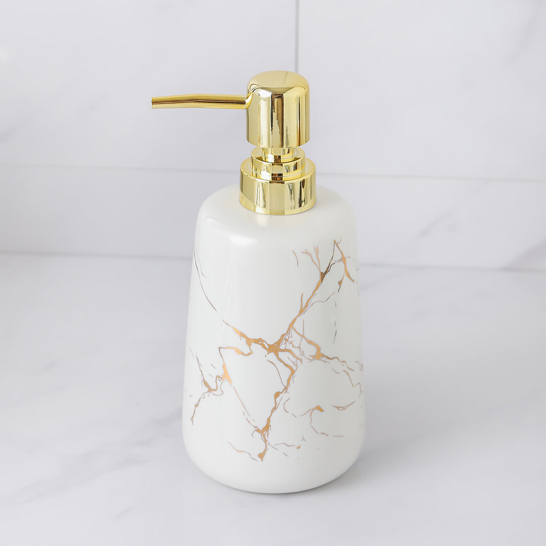 Marble Gold and White Round Tip liquid dispenser