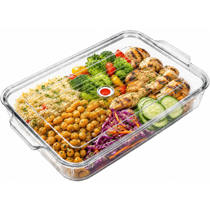 Beram Clear Seal Food Storage Box Bin Transparent PET Organizer Box with Handles Multipurpose Kitchen Storage Pantry Fridge & Freezer Storage Container BPA-Free Rectangular Storage Basket