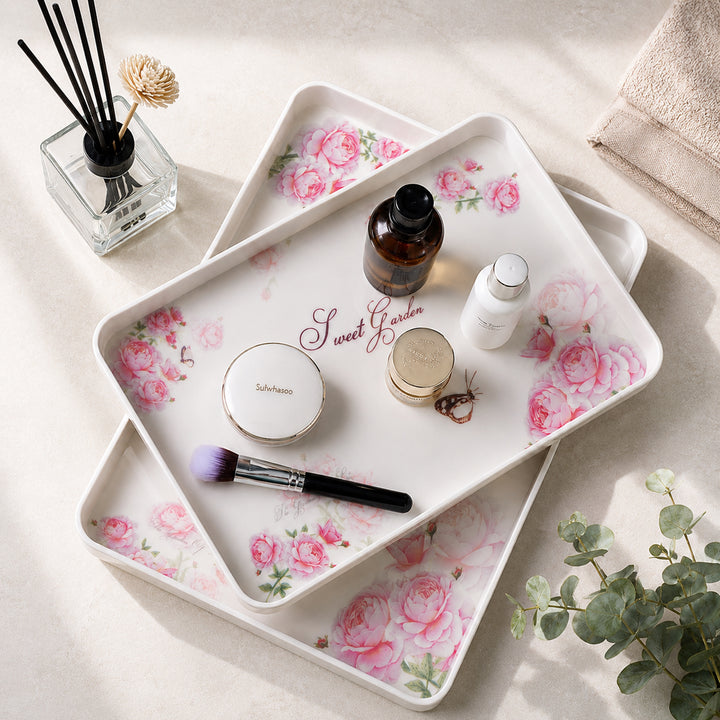 Melamine  Tray White Set Serving Tray Microwave Safe Look Lightweight Durable Platter for Snacks Desserts Tea Coffee Dining Kitchen Party and Restaurant Use