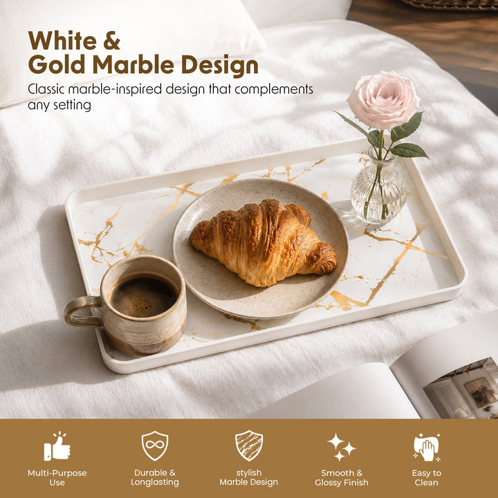 Melamine  Tray White Set Serving Tray Microwave Safe Look Lightweight Durable Platter for Snacks Desserts Tea Coffee Dining Kitchen Party and Restaurant Use
