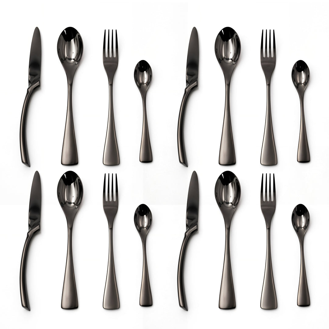 BERAM Midnight Marvel Cutlery Set Premium Stainless Steel Flatware Set with Black Marble Polish Finish Elegant Kitchen Utensils & Tableware Set for Home Restaurants Hotels & Everyday Use