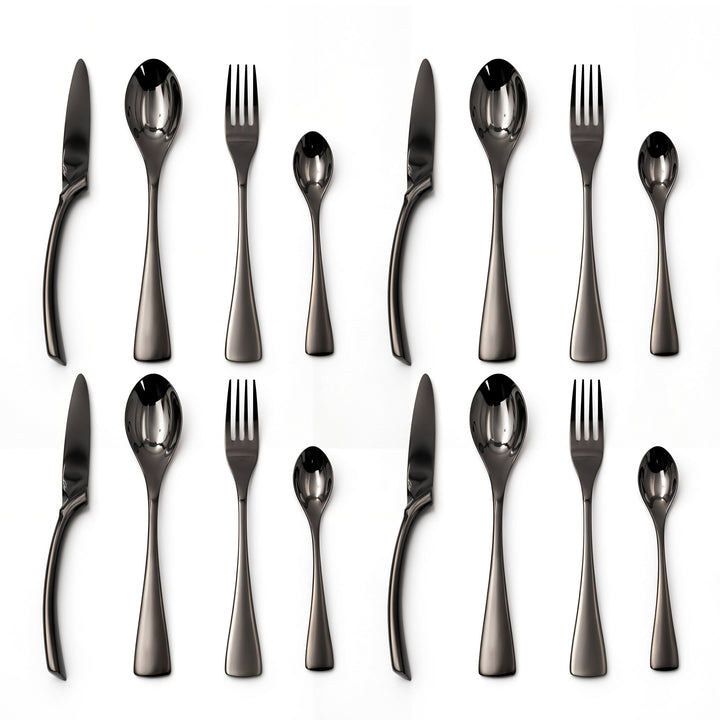 BERAM Midnight Marvel Cutlery Set Premium Stainless Steel Flatware Set with Black Marble Polish Finish Elegant Kitchen Utensils & Tableware Set for Home Restaurants Hotels & Everyday Use