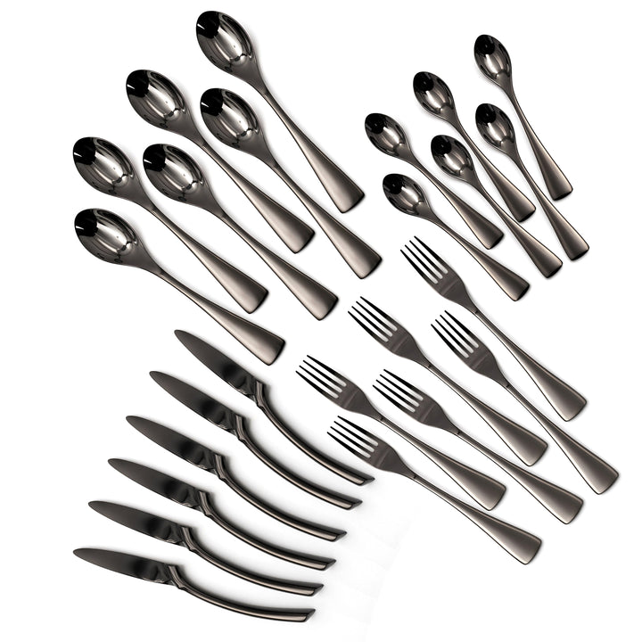 BERAM Midnight Marvel Cutlery Set Premium Stainless Steel Flatware Set with Black Marble Polish Finish Elegant Kitchen Utensils & Tableware Set for Home Restaurants Hotels & Everyday Use