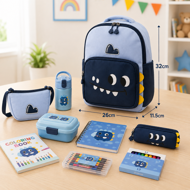 Buddy Animal School Backpack with Matching Side Bag, Lightweight Student Book Bag Set, Cute Cartoon School Backpack with Adjustable Shoulder Straps, Multi Pocket Backpack School, Daily Use & Travel.