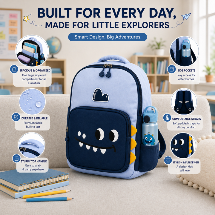 Buddy Animal School Backpack with Matching Side Bag, Lightweight Student Book Bag Set, Cute Cartoon School Backpack with Adjustable Shoulder Straps, Multi Pocket Backpack School, Daily Use & Travel.
