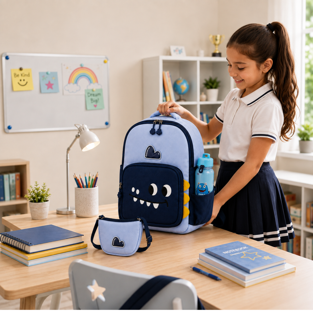 Buddy Animal School Backpack with Matching Side Bag, Lightweight Student Book Bag Set, Cute Cartoon School Backpack with Adjustable Shoulder Straps, Multi Pocket Backpack School, Daily Use & Travel.