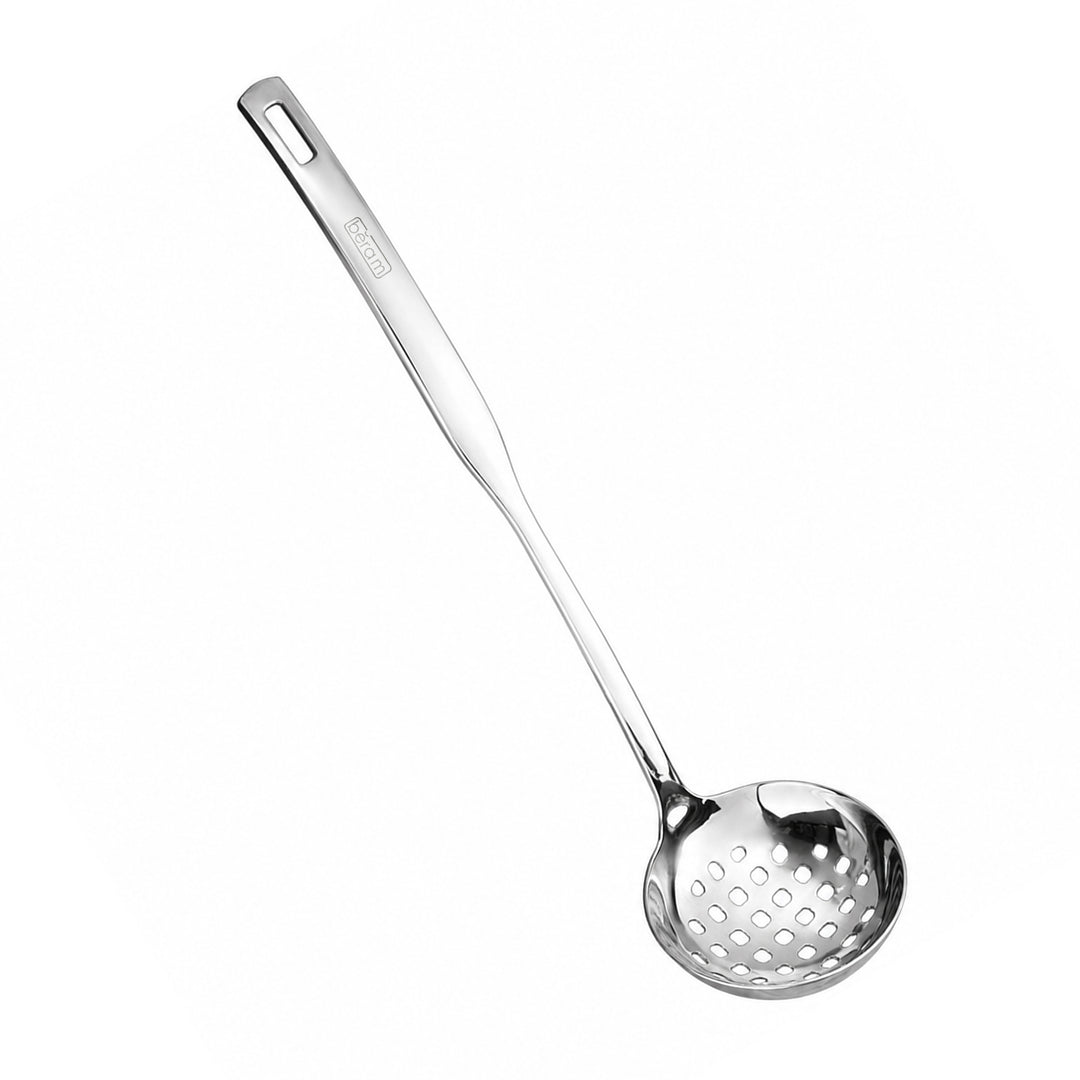BERAM Stainless Steel Skimmer, Strainer, Cooking Spatula, Kitchen Utensil, Spoon, 100% Food Grade, Compact, Lightweight, Silver, Used for Straining, Frying and Draining