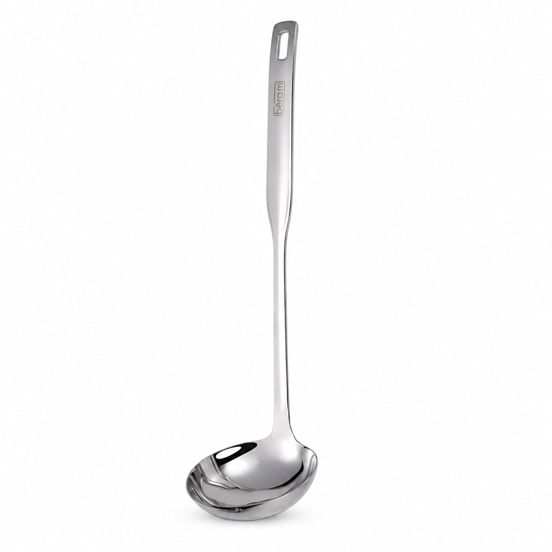 BERAM Stainless Steel Soup Ladle Cooking Utensils Kitchen Tool 100% Food Grade Compact Lightweight Elegant Design Mirror Polishing Silver