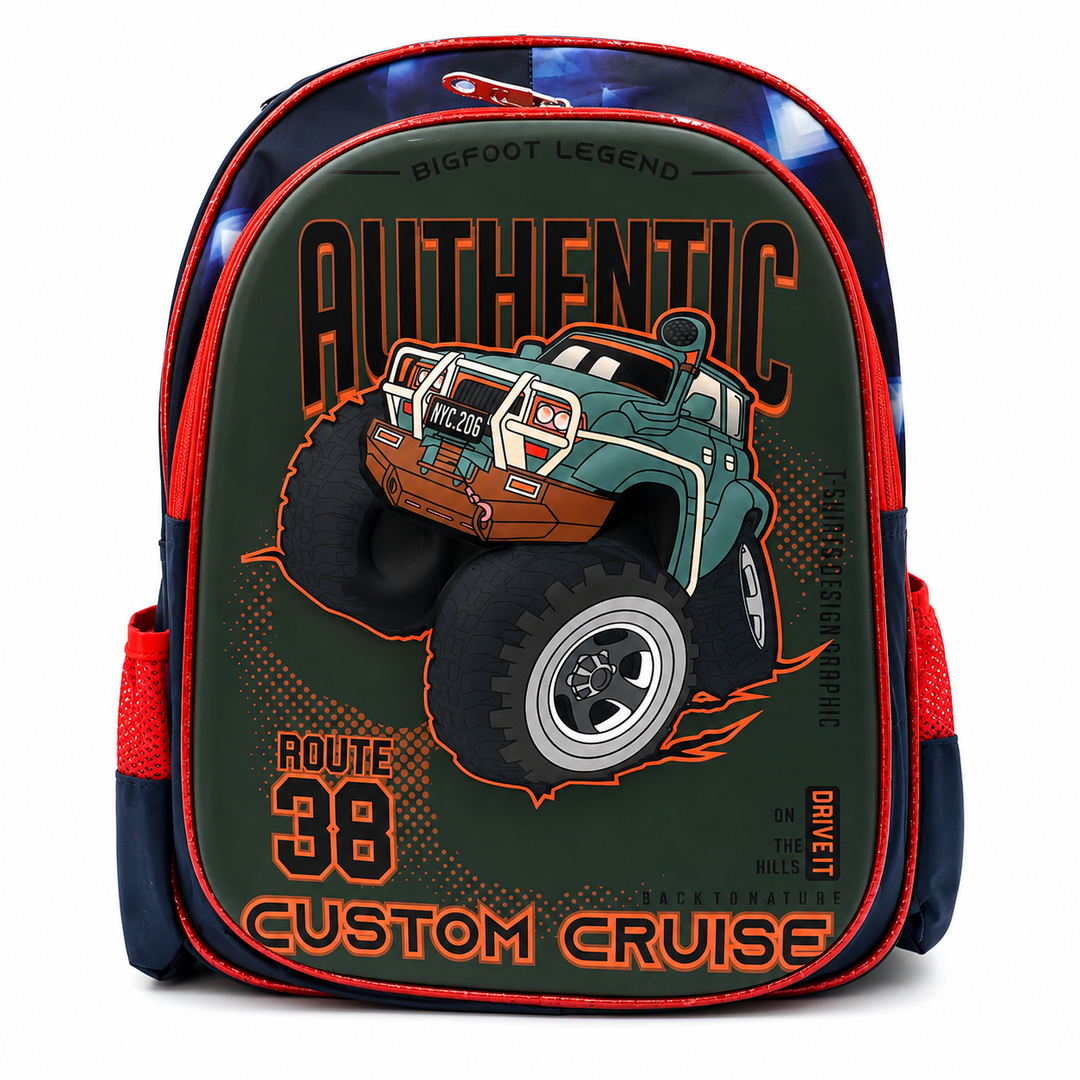 Vehicle Theme School Backpack, Large Capacity Lightweight Durable School Bag with Multiple Compartments, Side Bottle Pockets, Student Backpack for School, Travel & Everyday Use