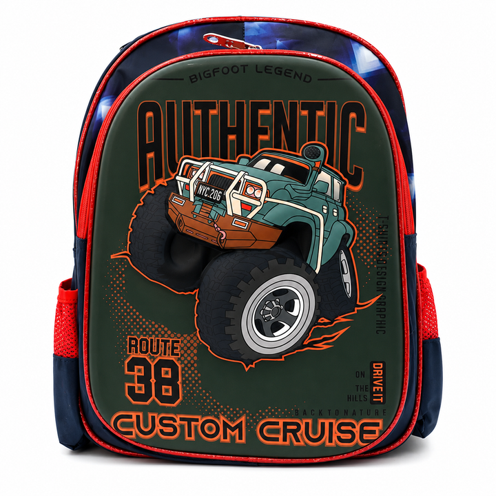 Vehicle Theme School Backpack, Large Capacity Lightweight Durable School Bag with Multiple Compartments, Side Bottle Pockets, Student Backpack for School, Travel & Everyday Use