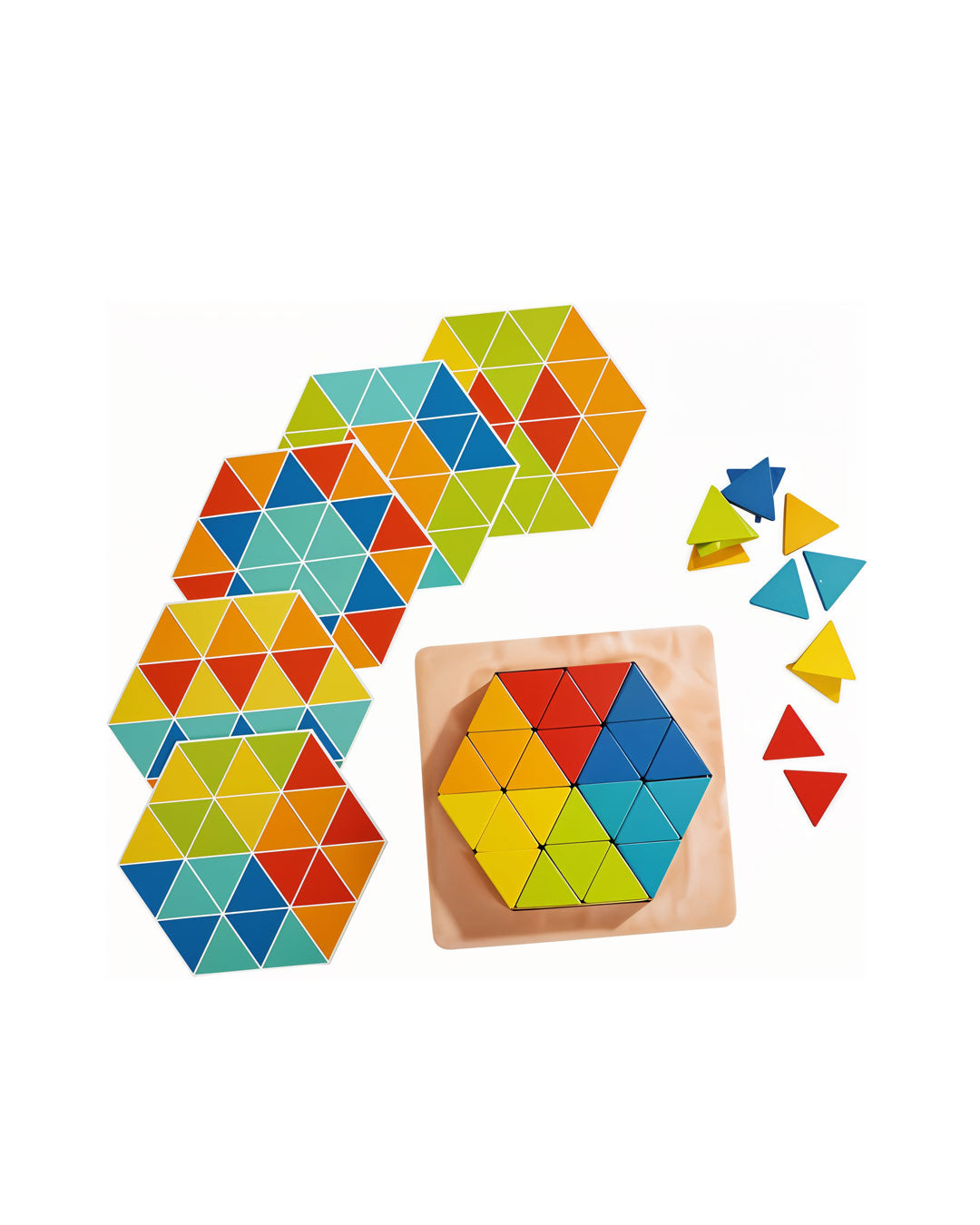 Playtive Wooden Mosaic Puzzle Set – 43 Colorful Geometric Pieces for Kids Ages 3+, Educational Toy for Shape and Color Recognition, Fine Motor Skills, Logical Thinking & Creativity – Durable Wood, TÜV Rheinland Certified